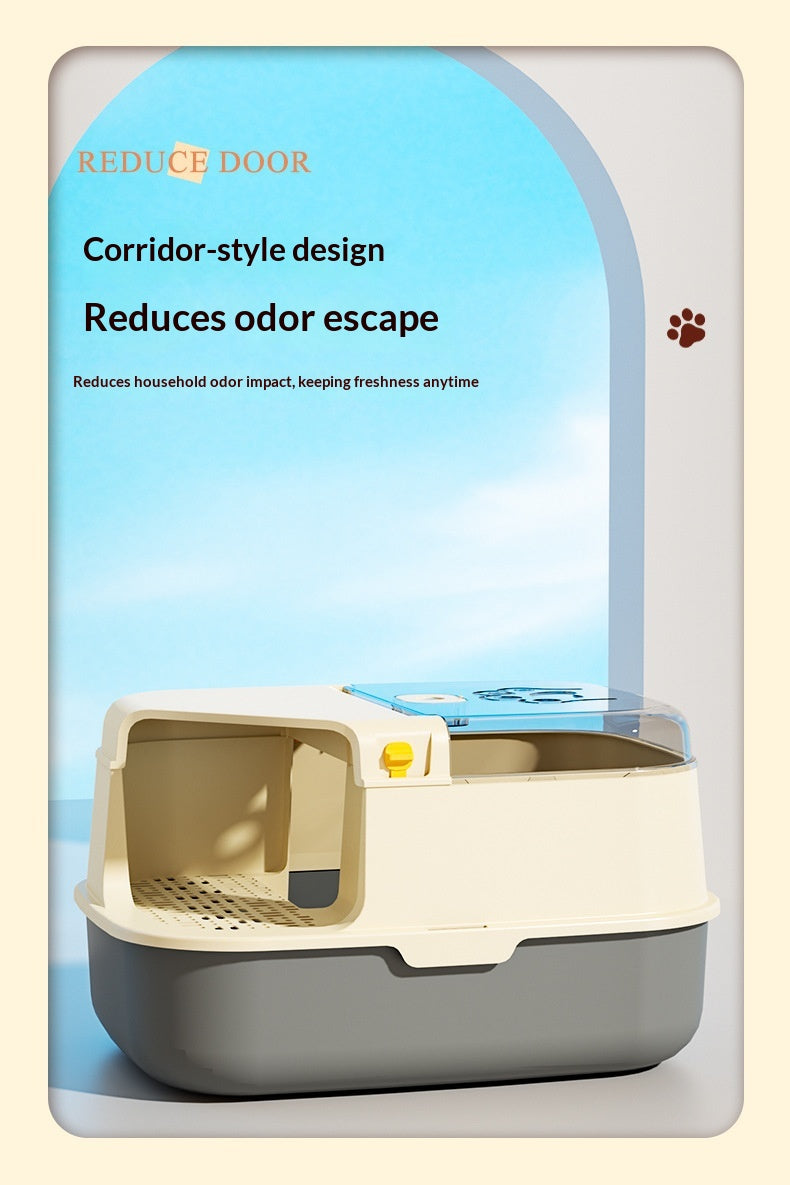 Enclosed Splash-Proof Cat Litter Box