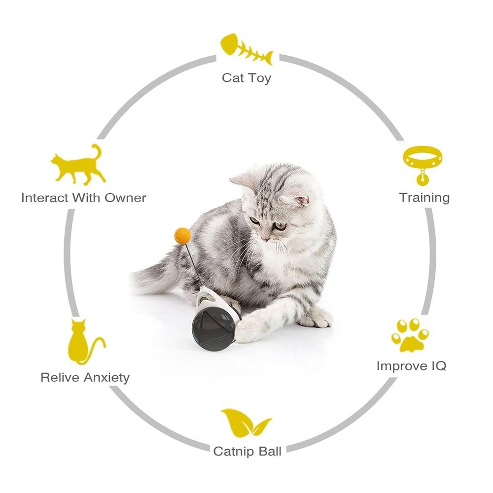 Swing Toys for Cats Kitten Interactive Balance Car Cat Chasing Toy With Catnip Funny Pet Products Indoor Cats Chaser Toys with Feather Catnip Ball Balanced Exercise Wheel Toy for Cats Chasing Hunting Playing